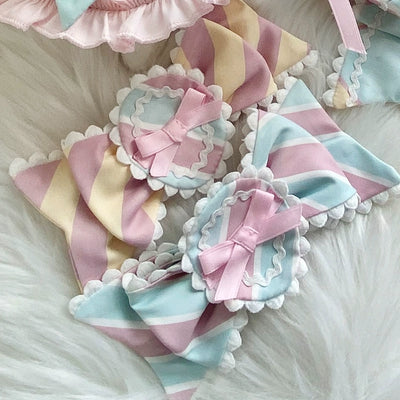 Sakurahime~Werid Theatre~Sweet Lolita Blackpink Stripe OP S a pair of blue-pink side clips 