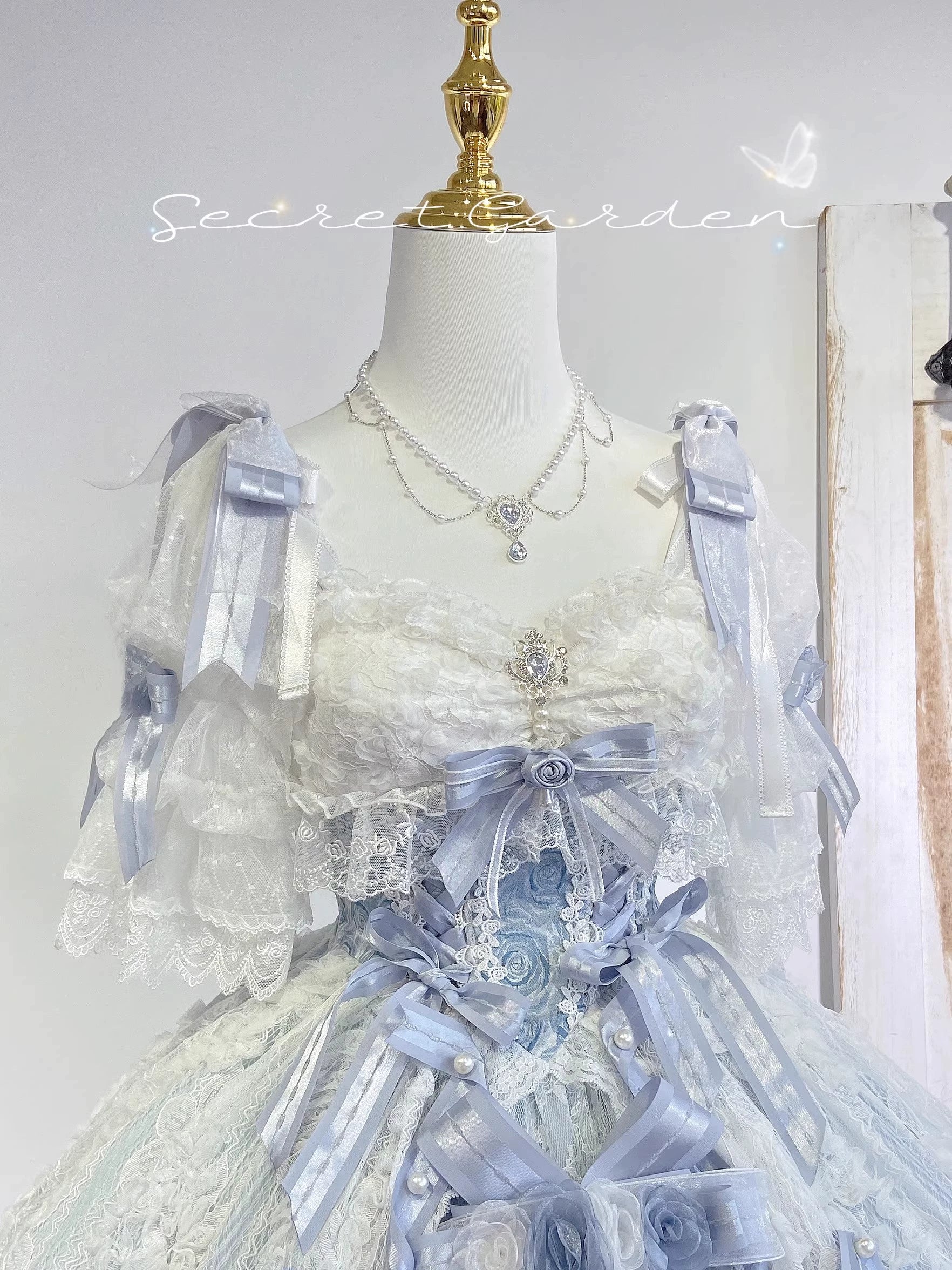 MieYe - Diana Rose - Bridal Lolita Dress Short Wedding OP with Accessories 41638:708718