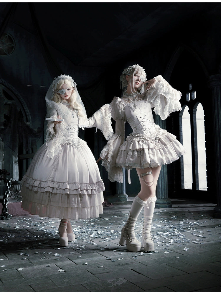 With PUJI - Letter and Poetry · Humanoid Robot - Silver Gothic Lolita Mermaid Skirt Set 43861:787634