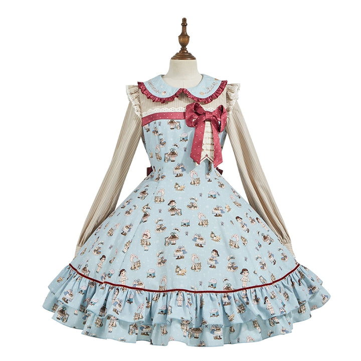 Summer Fairy~IP Collab Kawaii Lolita OP Dress Printed Pattern JSK (L M S XL XS) 40554:667464