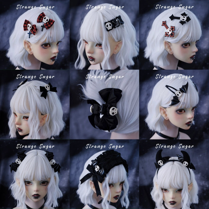 Strange Sugar~Gothic Hair Accessories Set Skulls Sharks Lolita Clips Headbands   