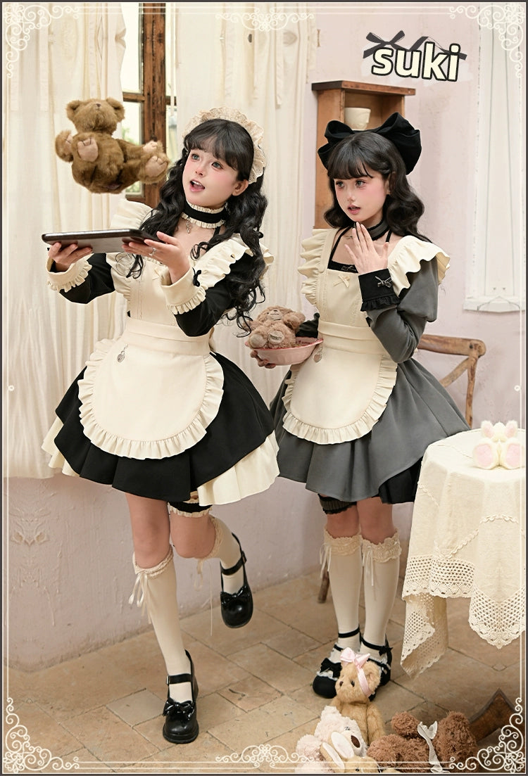 With PUJI - Suki - Maid Lolita OP Set, Detachable Apron, Juliet Sleeve