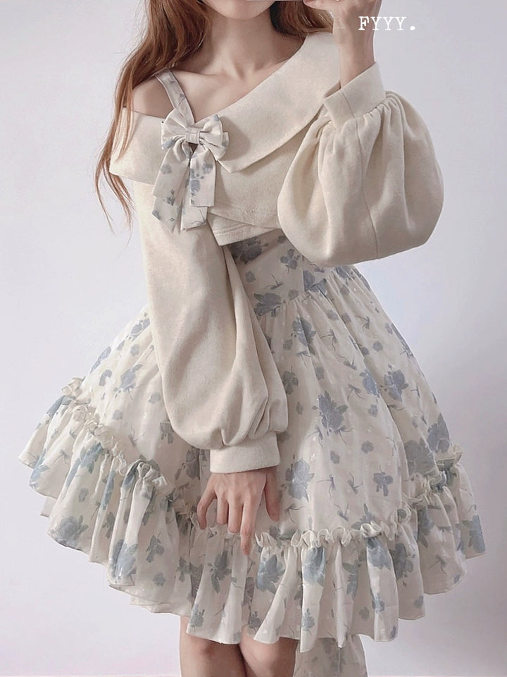 KuMa Lolita～Twilight Rose~Sweet Lolita Dress Sweater and JSK   