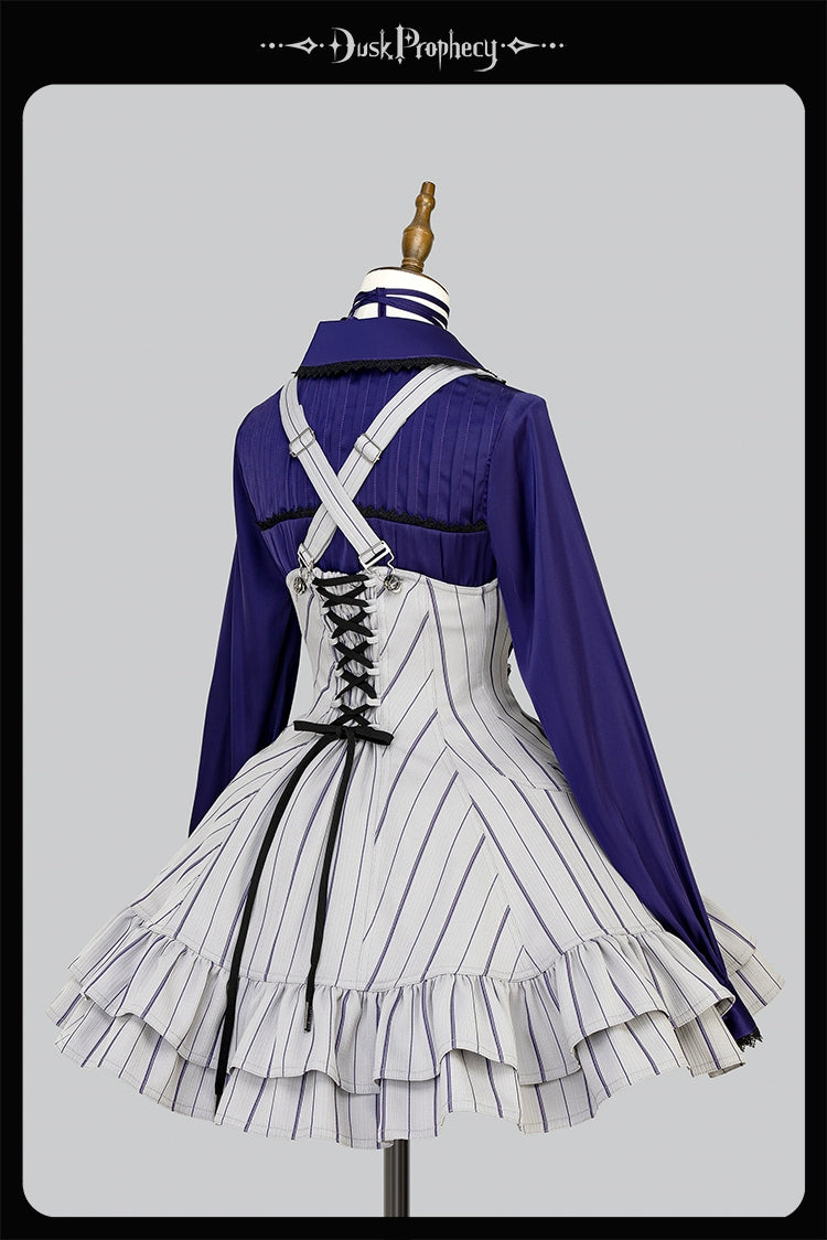 DuskProphecy - Heron - Classic Lolita Striped JSK Dress, Halter Neckline 44313:802897