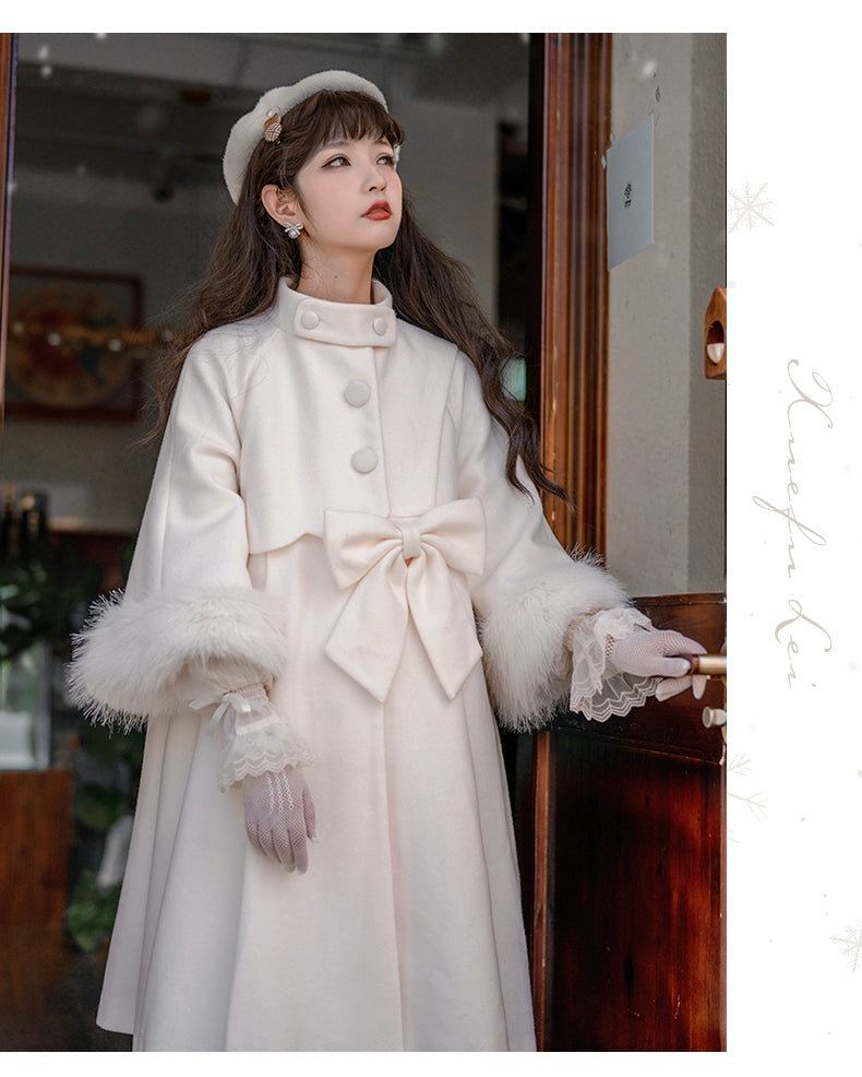 Urtto~Snowflake~Elegant Winter Lolita Thick Coat Fur Collar and Cuffs   