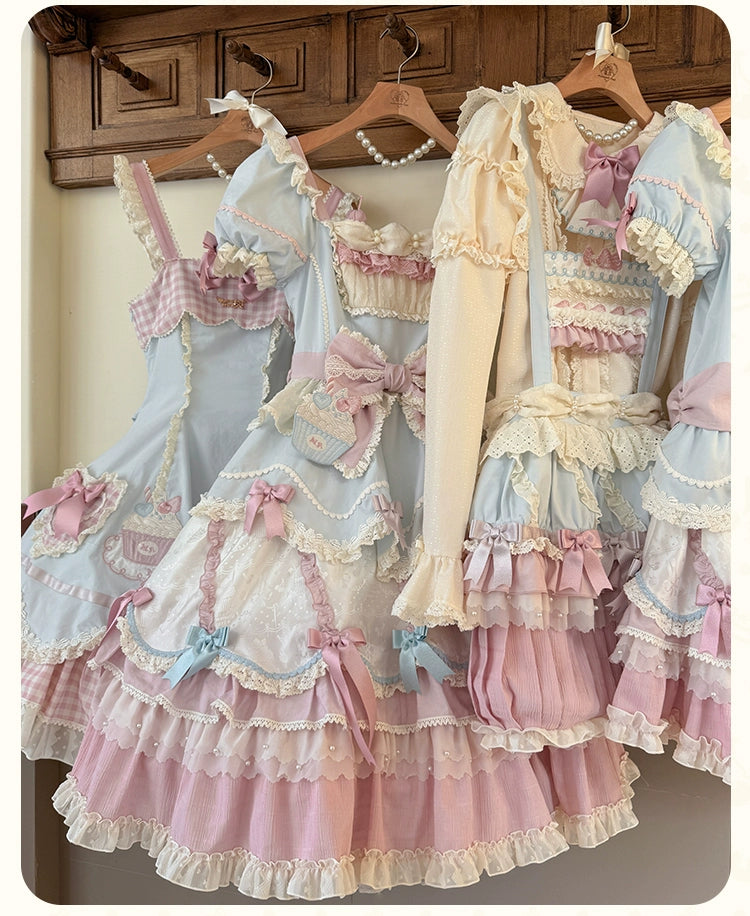 Mademoiselle Pearl~Cup Cake~Sweet Lolita OP Dress Kawaii Lolita JSK SK   