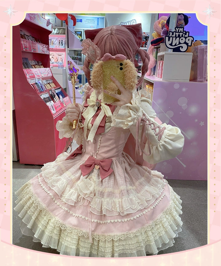 Sakurahime~Cupid Overture~Sweet Pink Lolita Jumper Dress Bust-Supporting JSK