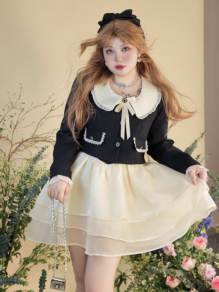 Yingtang~Plus Size Lolita Coat Elegant Puffy Skirt Suit   