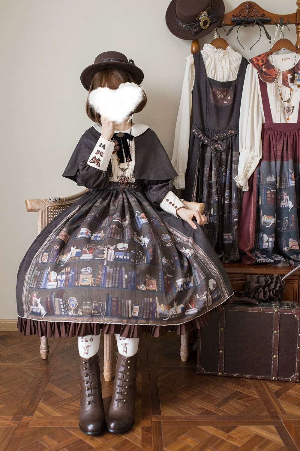 Miss Point - German Bookshelf - Classic Lolita OP Dress & Detachble Cape 44023:792386