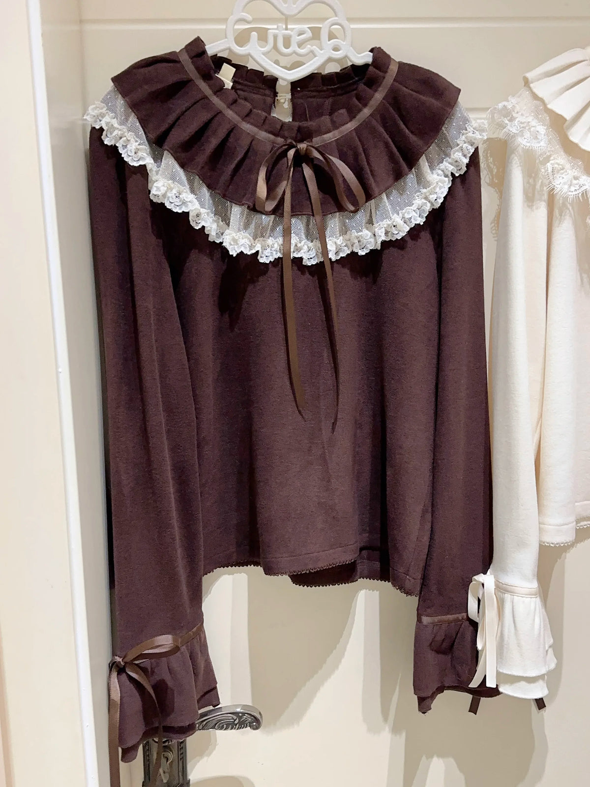 Himawari - Sweet Lolita Long Sleeve Blouse, Tiered Ruffle Collar (L M S) 45973:869761