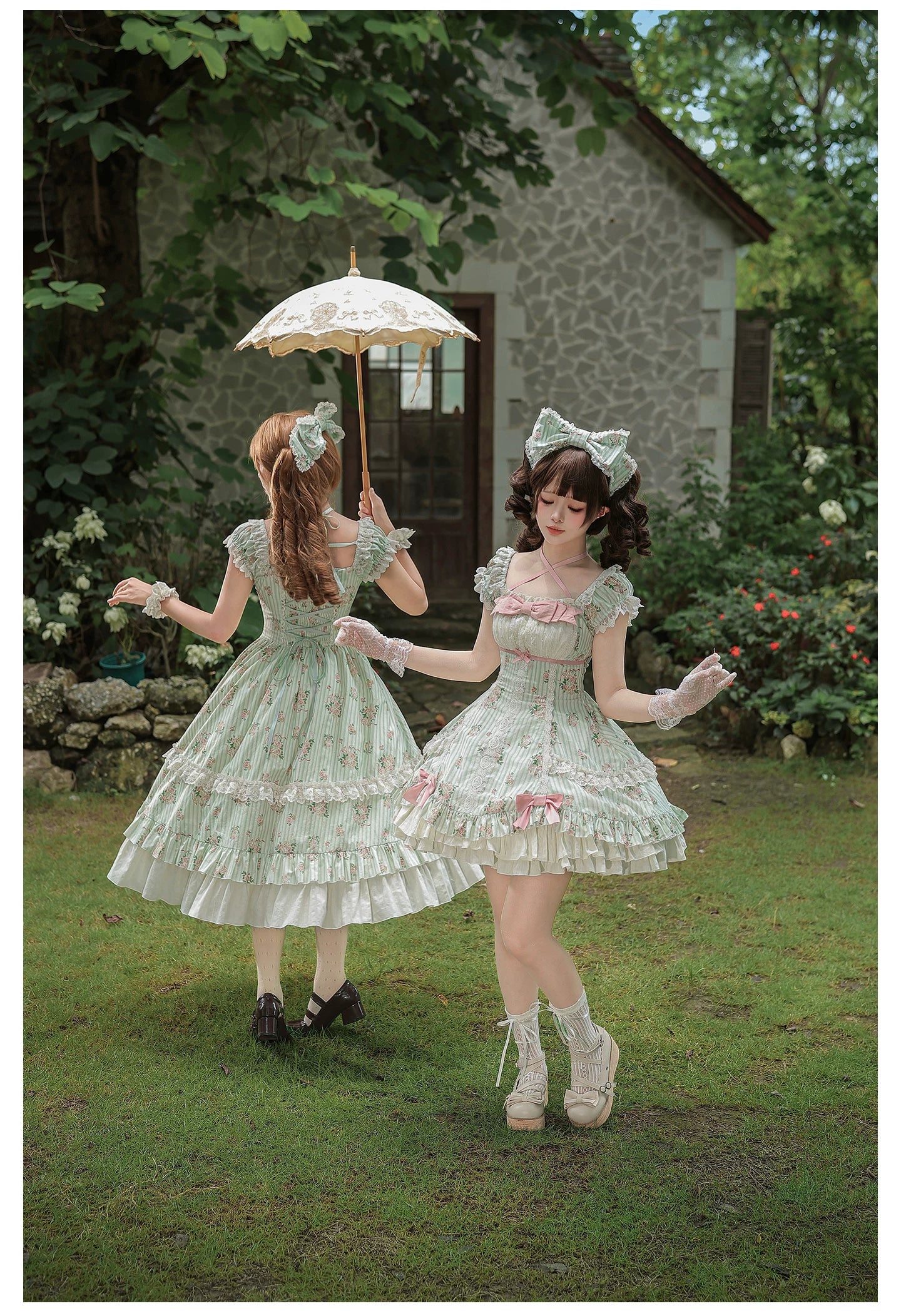 Meeting Austen - Cotton Classic Lolita Rose Printed OP Dress 45736:860019