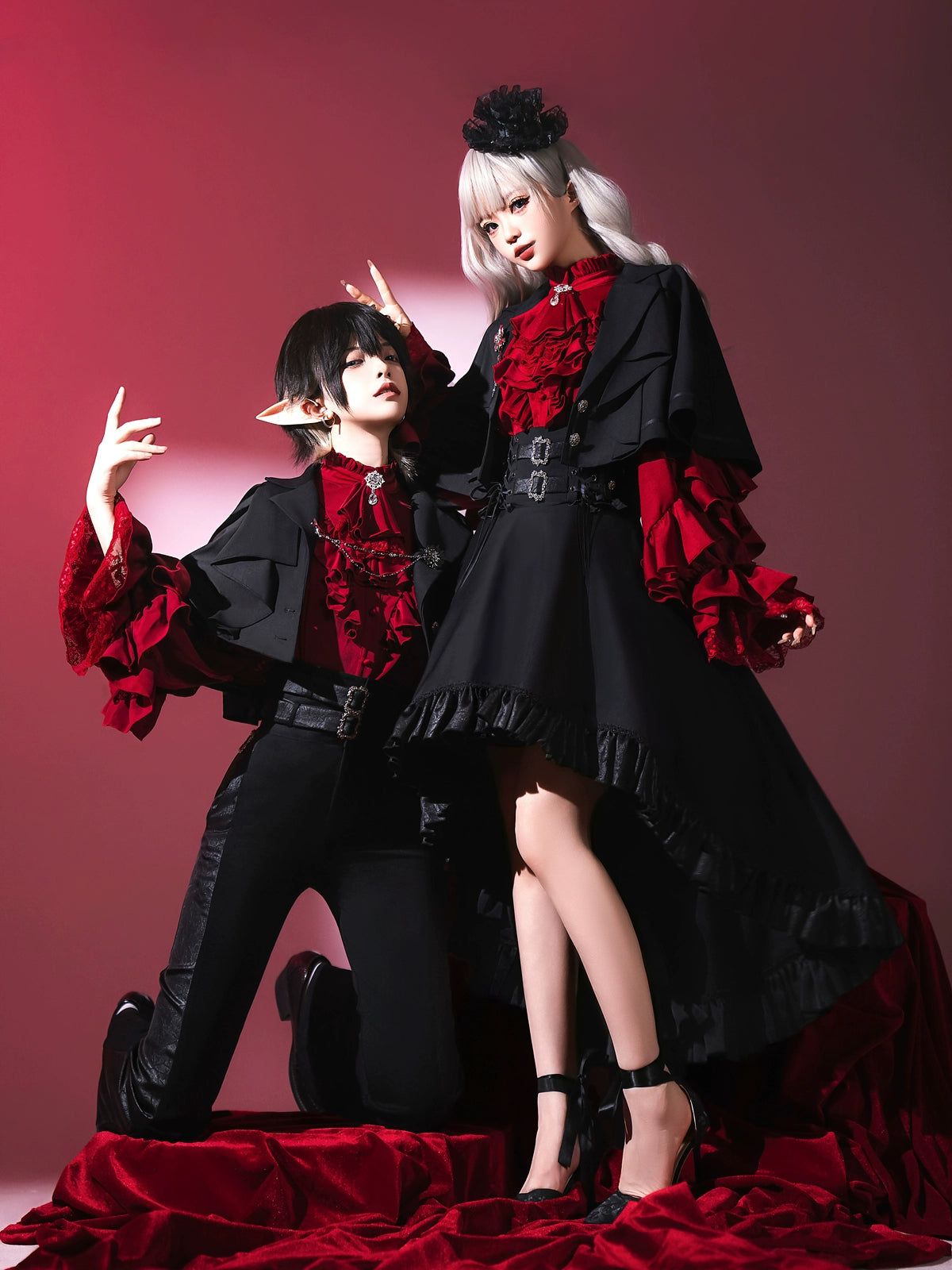 Every Page of The Poem - Night & Day Sonata - Ouji Lolita Princess Sleeve Shirt & Pants Set