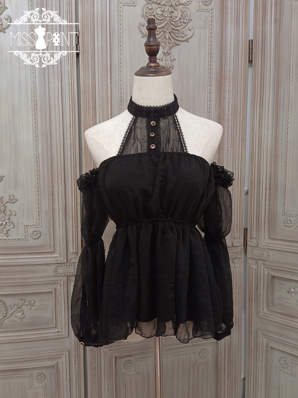 Miss Point~Dusk Bester~Egyptian Lolita Halter Attached Sleeve Blouse (L M S / black) 17472:237228