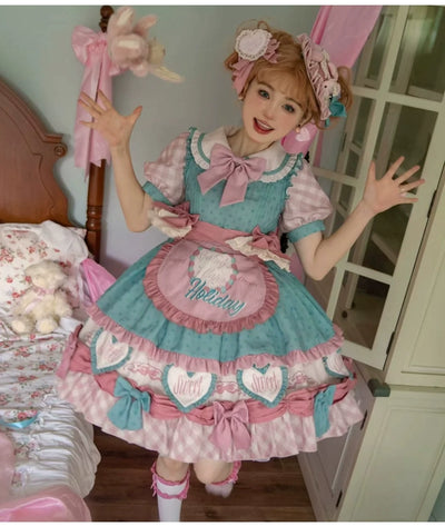 Sakurahime~Cake Party~Sweet Lolita Pink-blue Tiered OP   