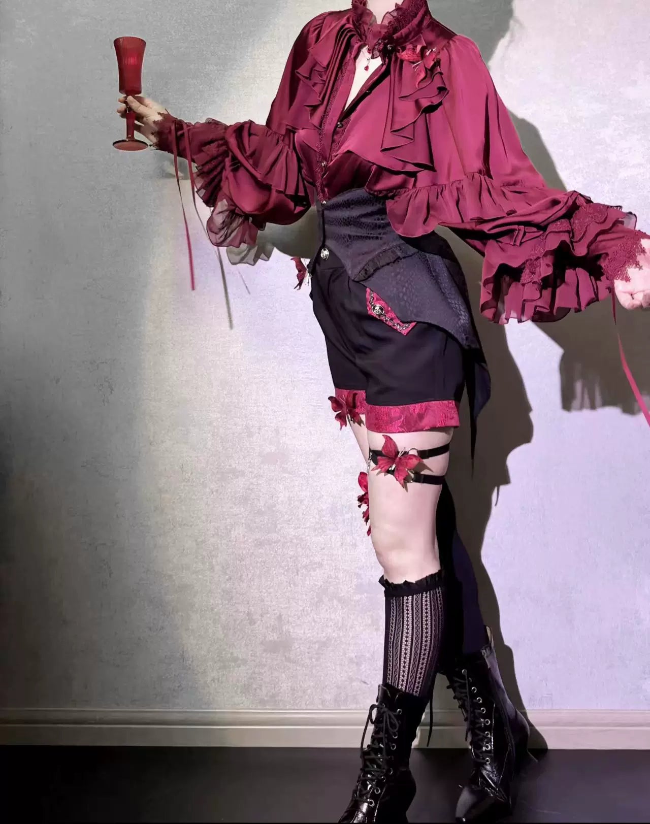 Blue Moon Bone Erosion - Gothic Lolita Waist Cincher, Bat Wing Hem 44453:809536