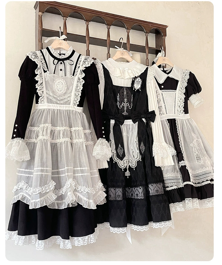 Mademoiselle Pearl~Winter Evening Prayer~Gothic Lolita Jumper Dress Embroidered Candlestick OP Dress   