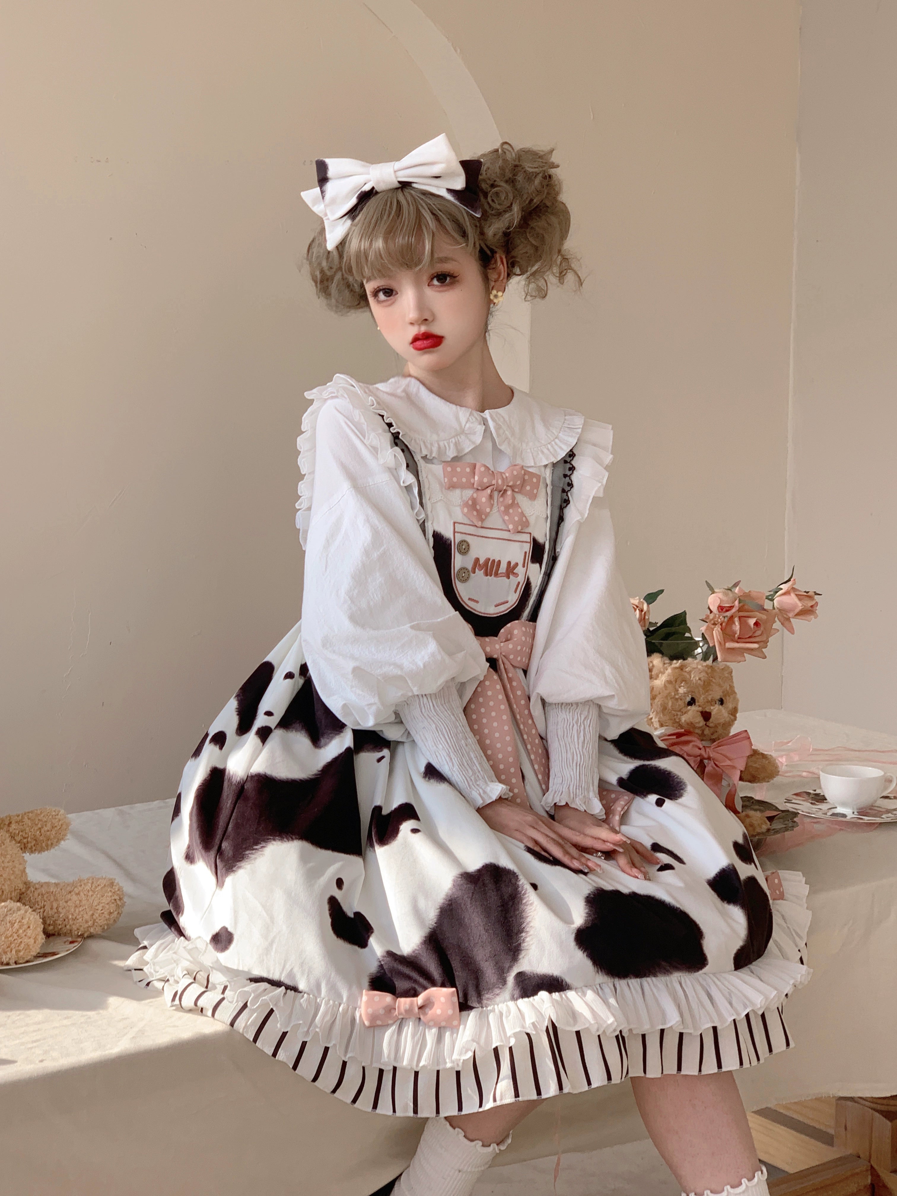 Polaris Lolita - Milky Dango - Cow Spot Kawaii Lolita JSK, Side Pockets 44304:803801