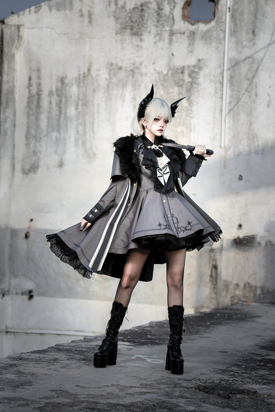 Your Highness~Warrior's Oath~Military Lolita Trench Coat Gothic Lolita Cape Suit