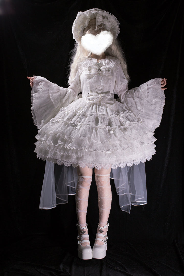 Flower Banquet~Wishing Star~Sweet Wedding Lolita JSK Bridal Lolita Dress (White / L M S XL) 41860:716228