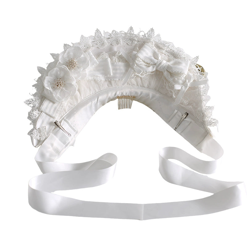 Xiaogui - Classic Lolita Lace Headdress Pure White Lolita Head Accessory