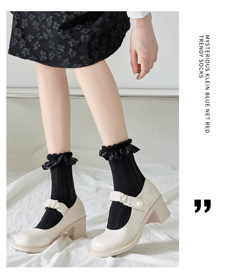 JingChi - Sweet Lolita Socks Women's Multicolor JK Mid-Calf Socks