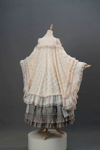 (BFM)Fantastic Wind~Leno Lily~Elegant Lolita JSK Dress Full Set Embroidered PH Style S Gray-Shawl 