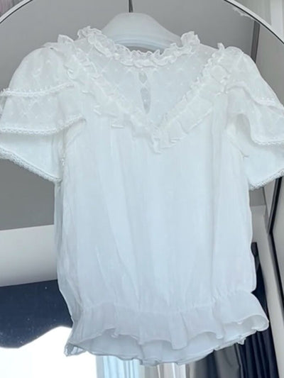 Sakurada Fawn~Elegant Plus Size Lolita Short Sleeve Shirt   