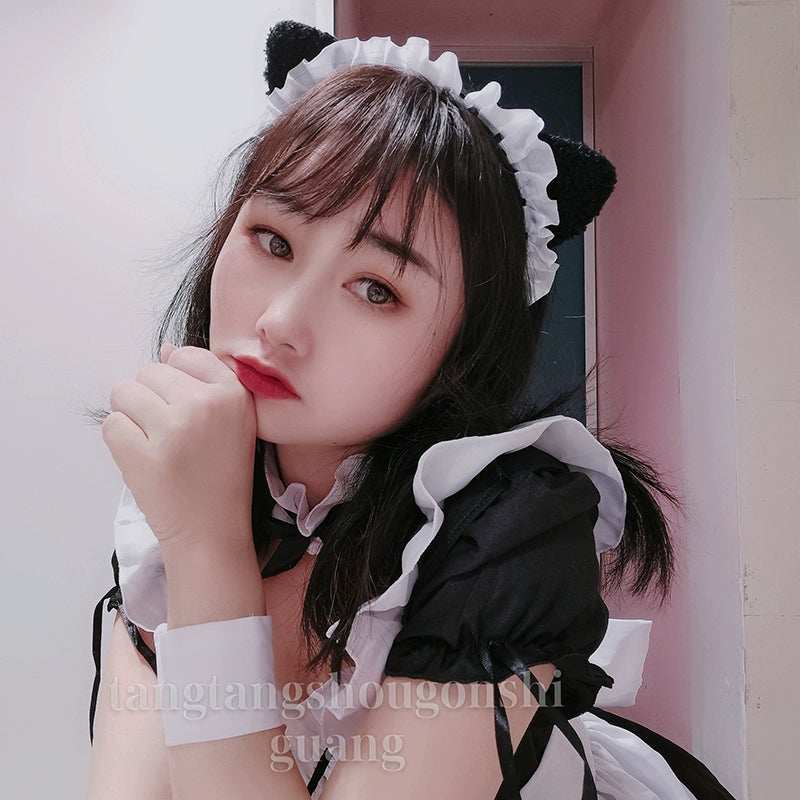 Handmade Sugar Time~Maid Lolita Cat Ear KC Kawaii Hairband   