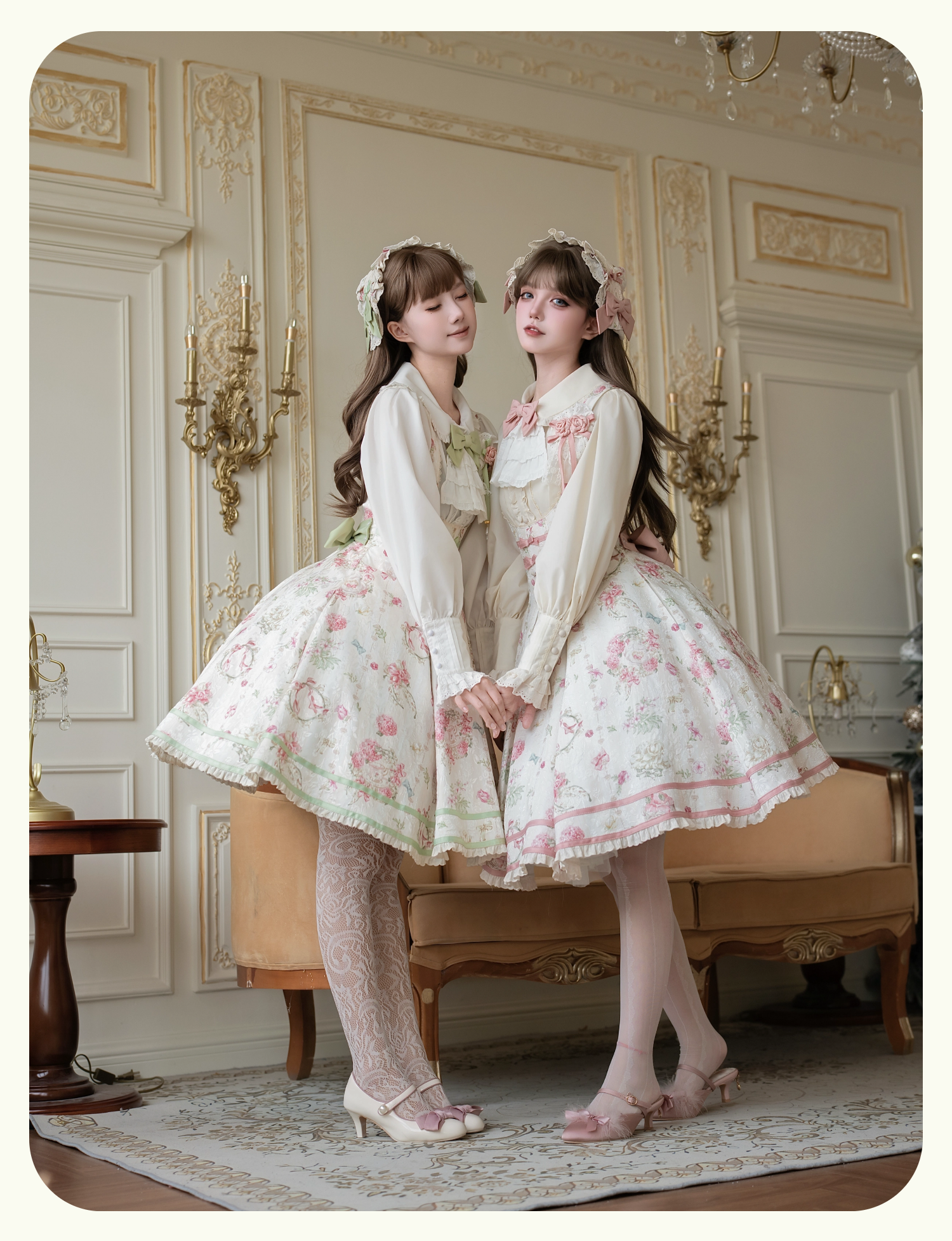Hydrangea Tea Party - Classic Lolita Bust Supporting JSK, Mutton Sleeve Shirt