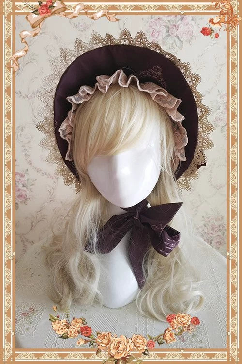 Infanta~Sweet Lolita Accessories Bonnet KC Socks Beret Doll Room Coffee Color  