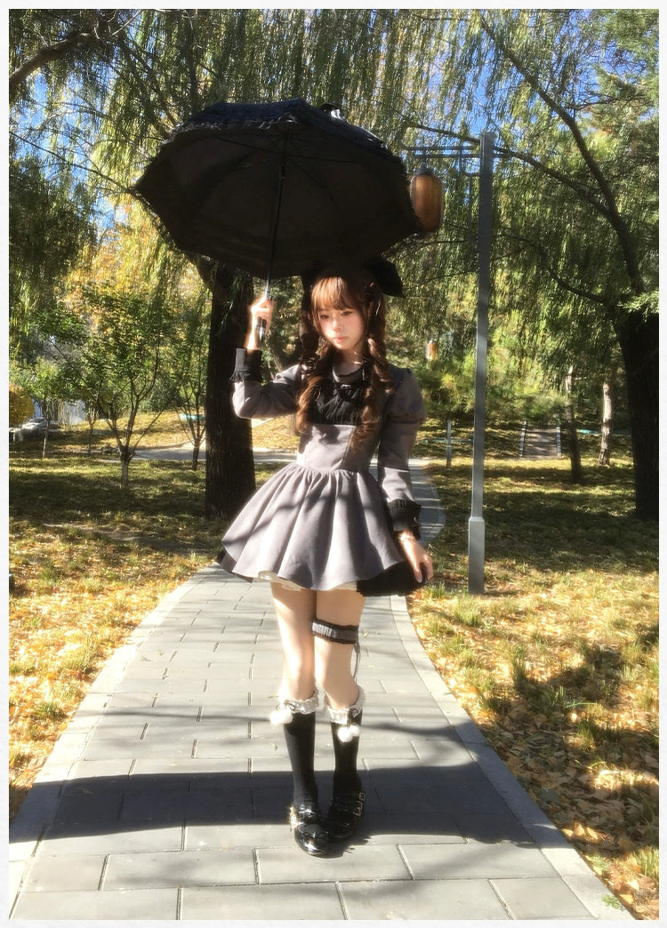 With PUJI - Suki - Maid Lolita OP Set, Detachable Apron, Juliet Sleeve