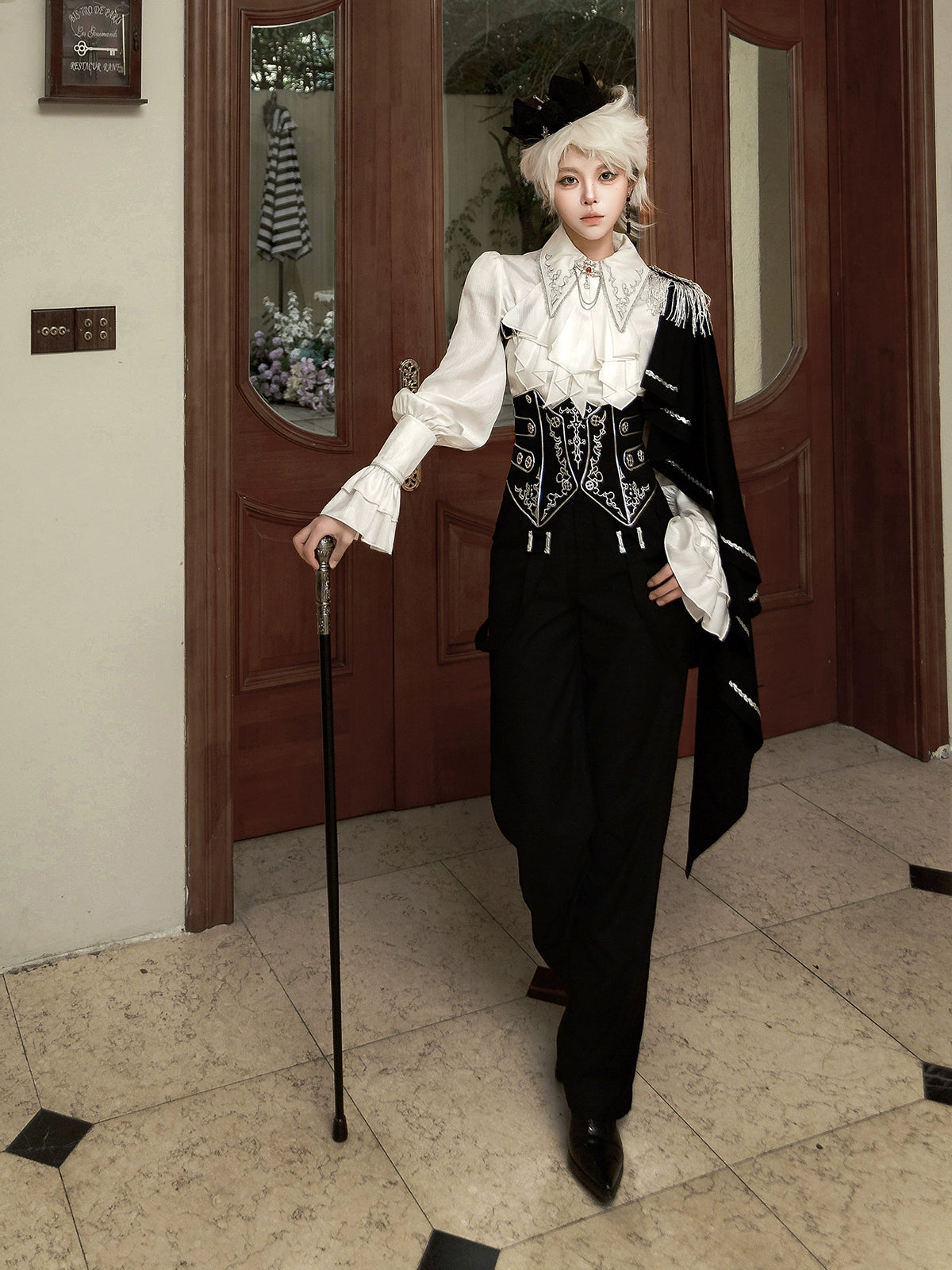 Your Princess - Ouji Lolita Pants Set, Detachable Jabot & Shawl 44129:797299