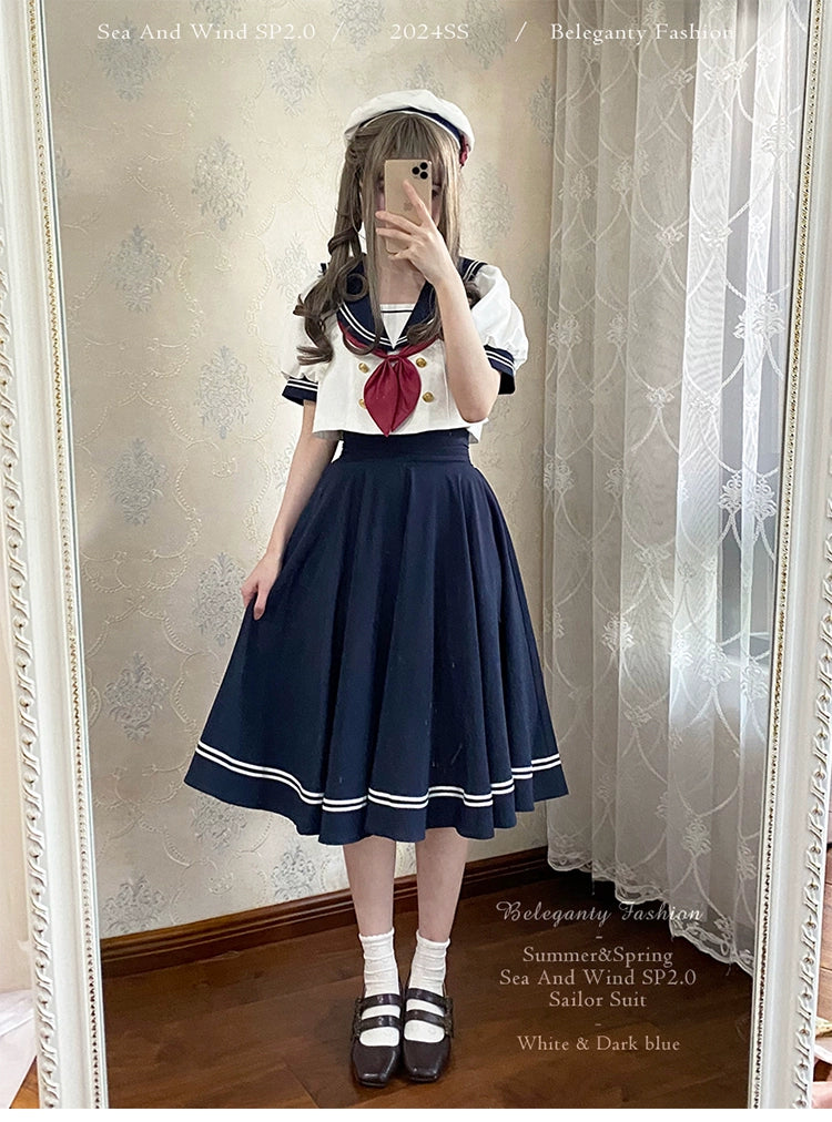 Beleganty - Sea and Wind Separate SP3.0 - Sailor Lolita Puffy Sleeve Blouse 43389:775306