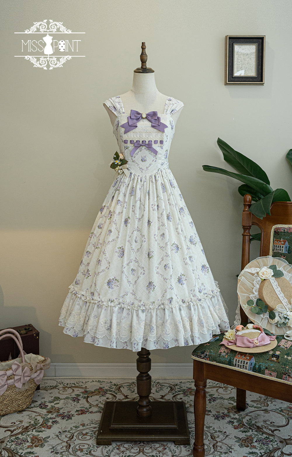 Miss Point~Customized Wood Rose 2.0 Elegant Vintage Jumper Dress (2XL L M S XL XS / purple) 21392:302668