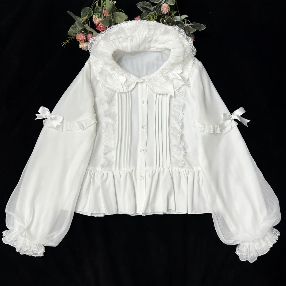 DMFS Lolita~Sweet Lolita Blouse Double-layered Puff Sleeves Lolita Shirt 34102:669270