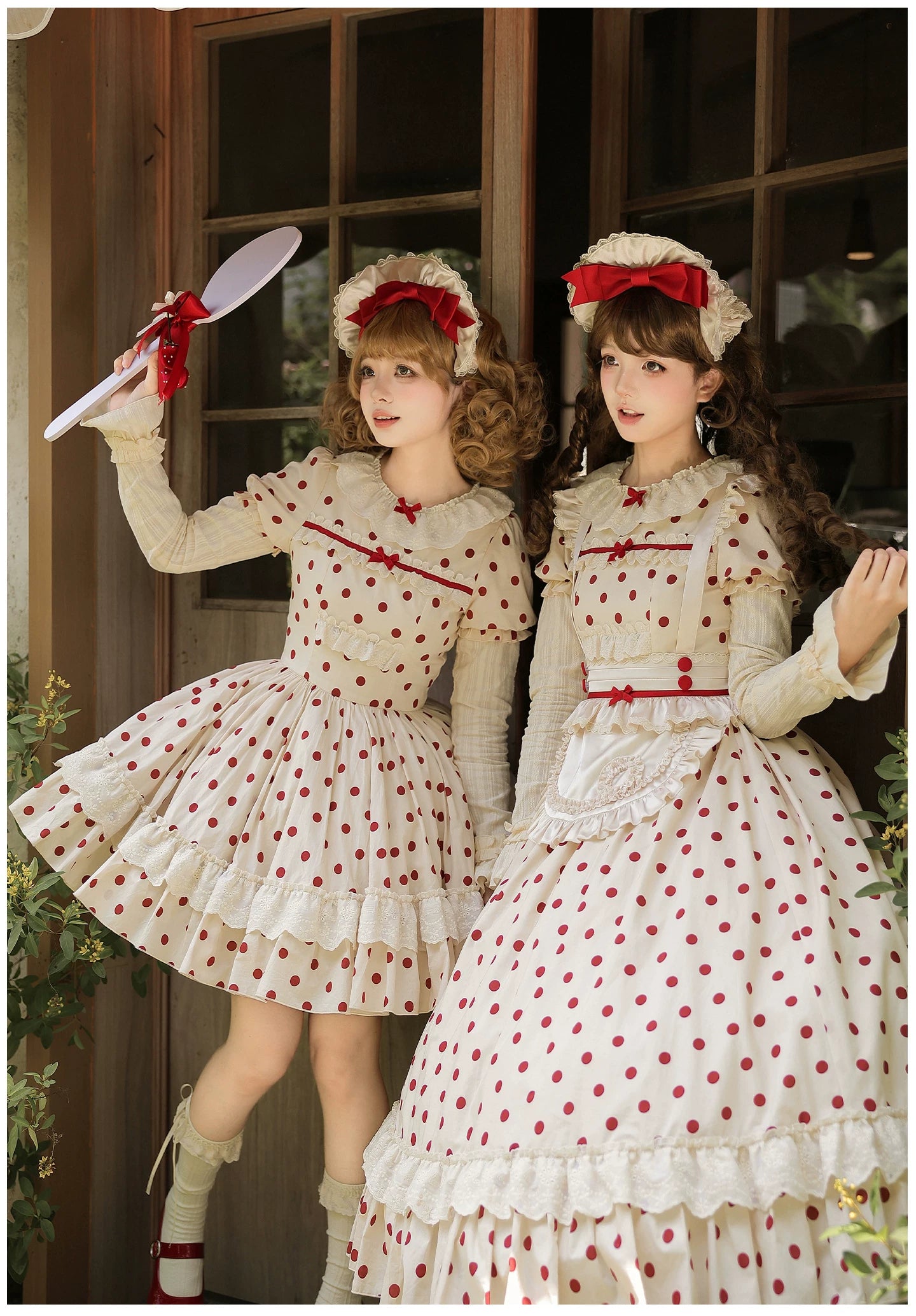 Polka Dot Lollipop - Cotton Old School Lolita Polka Dot OP Dress 45768:861546