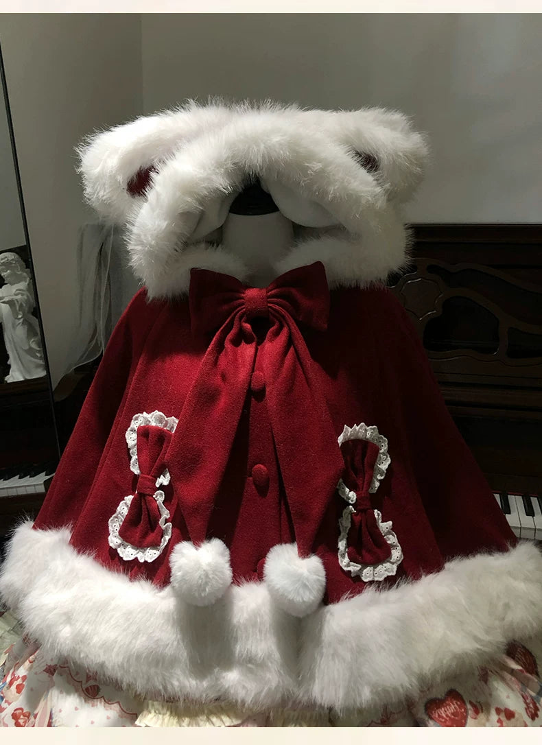 Sweet Lolita Cape, Bunny Ear Hood & Bows