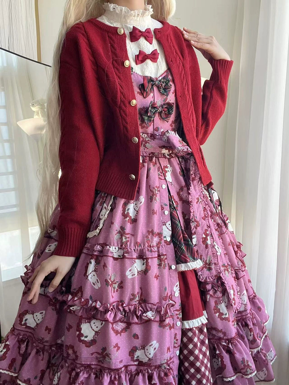 Miss Point~Forest Berry Bunny~Sweet Lolita JSK Elegant Bunny Print Dress 41972:720984