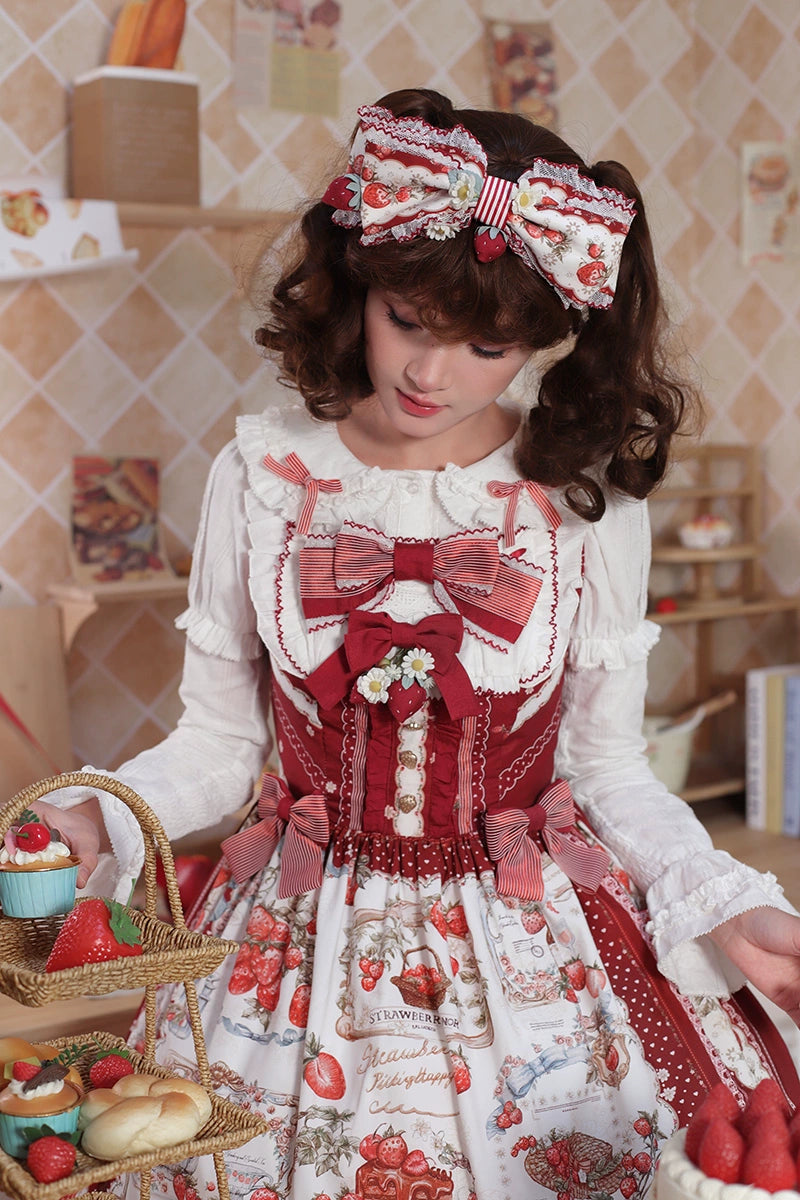 Balladeer - Strawberry Manor - Sweet Lolita JSK Dress, Strawberry Print 43417:798466