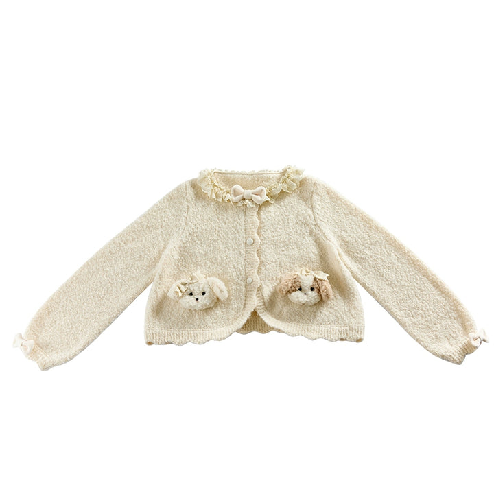 Summer Fairy~Ribbon Puppy~Sweet Lolita Suit Off-Shoulder Sweater Cute Cape OP XS Ivory cardigan 