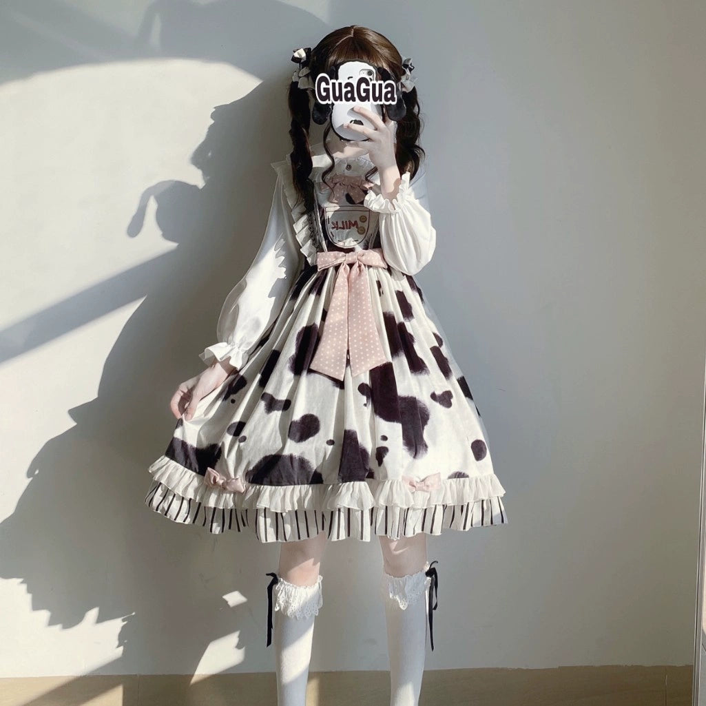 Polaris Lolita - Milky Dango - Cow Spot Kawaii Lolita JSK, Side Pockets 44304:803764