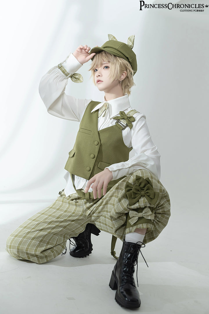 Princess Chronicles~Secret Morning Paper~Ouji Lolita Shirt and Matcha Green Capri Pants