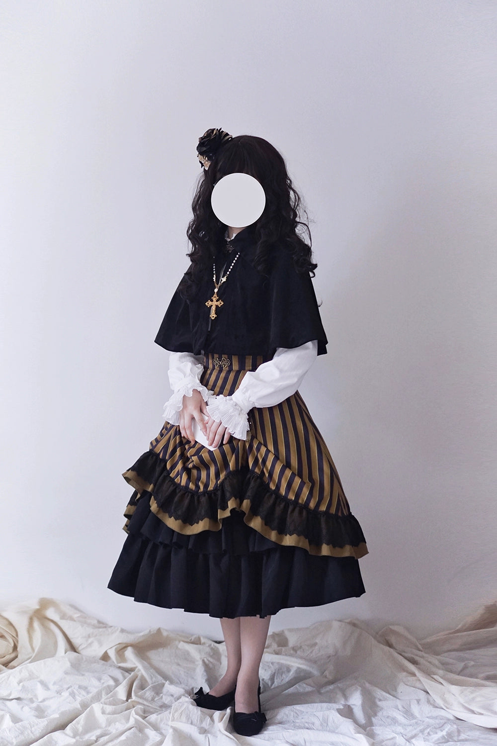 (Buyforme)Miss Point~Customized Lolita Elegant Striped High Waisted Fishbone SK   