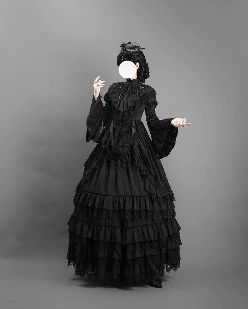 Amala - Long Gothic Lolita Petticoat, Tiered Hem 44430:808116