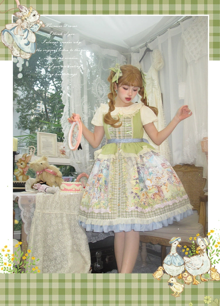 Strawberry Fantasia~Spring In The Air~Sweet Lolita JSK Green Lolita Dress   