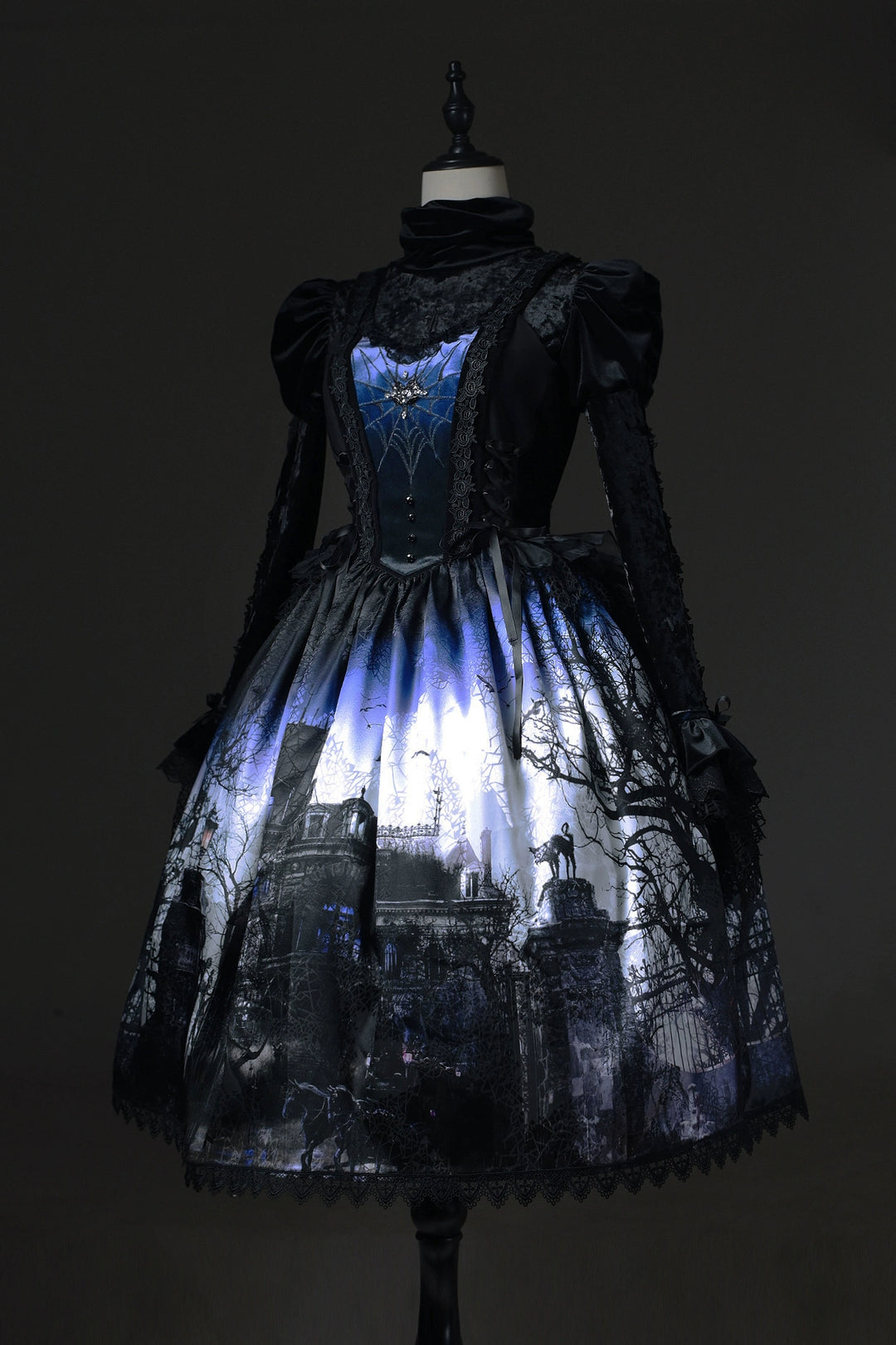 LilithHouse~Horror House~Gothic Lolita JSK with Spooky Castle Print 42154:728975