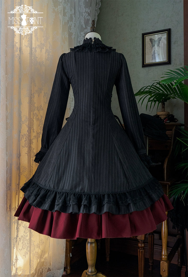 Miss Point~Perintz Manor~Gothic Lolita OP Long Sleeve Retro Lolita Dress 39904:642942