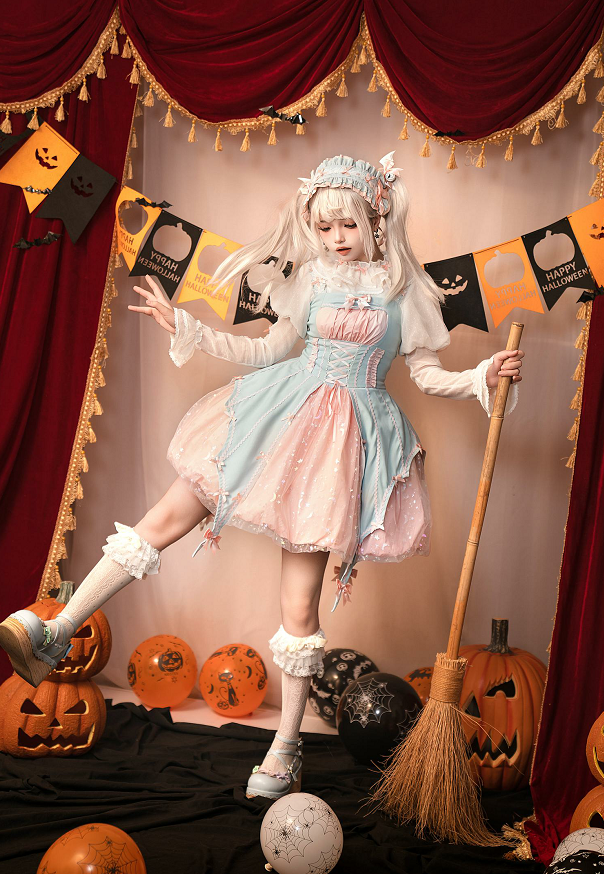 Lemon Honey~Halloween Gothic Lolita Jumper Dress Pumpkin Skirt Dress   