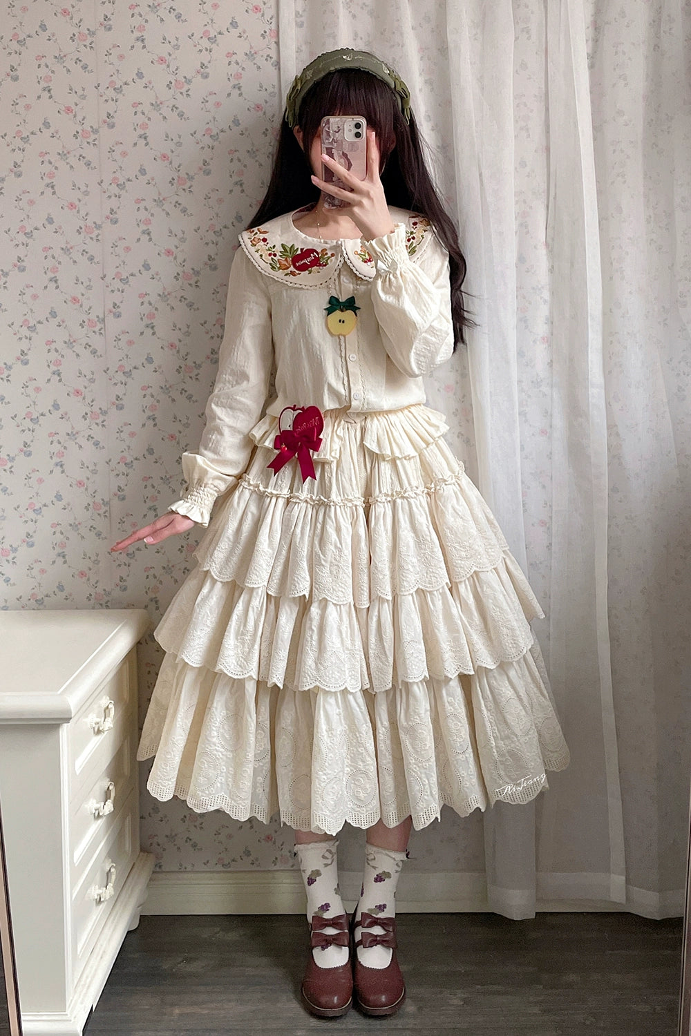 (BFM)Miss Point~Customized Lolita Skirt Embroidery Lace Cotton Lolita Skirt 31828:370796