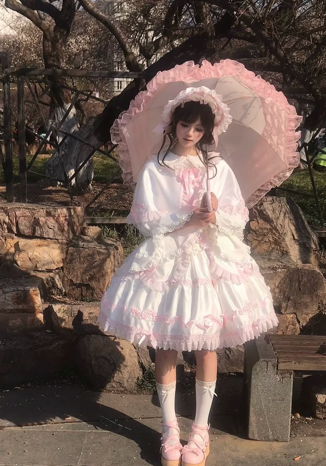 Charlotte Bouquet - Old School Lolita JSK Set, Embroidery & Bows 45093:835367